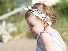 Load image into Gallery viewer, Baby Wisp - Top Knot Headband White w/ Black Geometric

