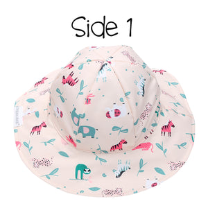 Kids UPF50+ Patterned Sun Hat - Pink Zoo