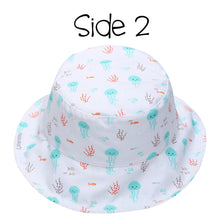 Load image into Gallery viewer, Kids UPF50+ Patterned Sun Hat - Fish/Jellyfish
