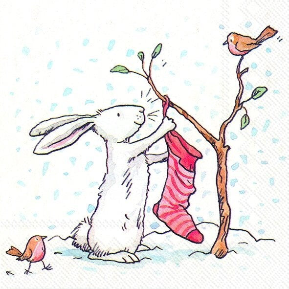 Charming Snow Rabbit Lunch Napkin