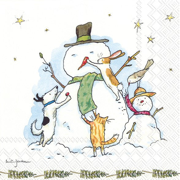 Snowman & Friends Cocktail Napkin