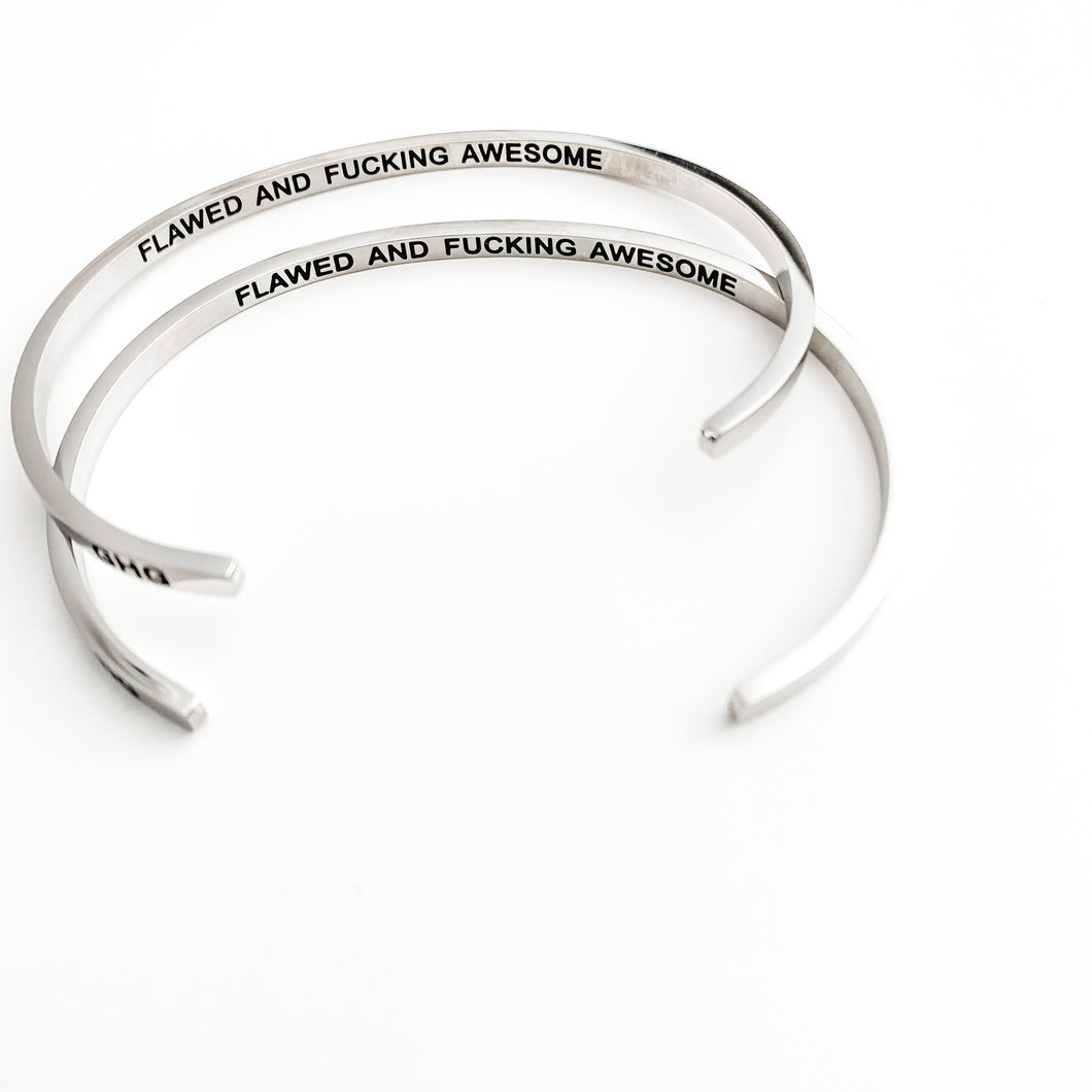 Flawed & Fucking Awesome Bangle by Glass House Goods
