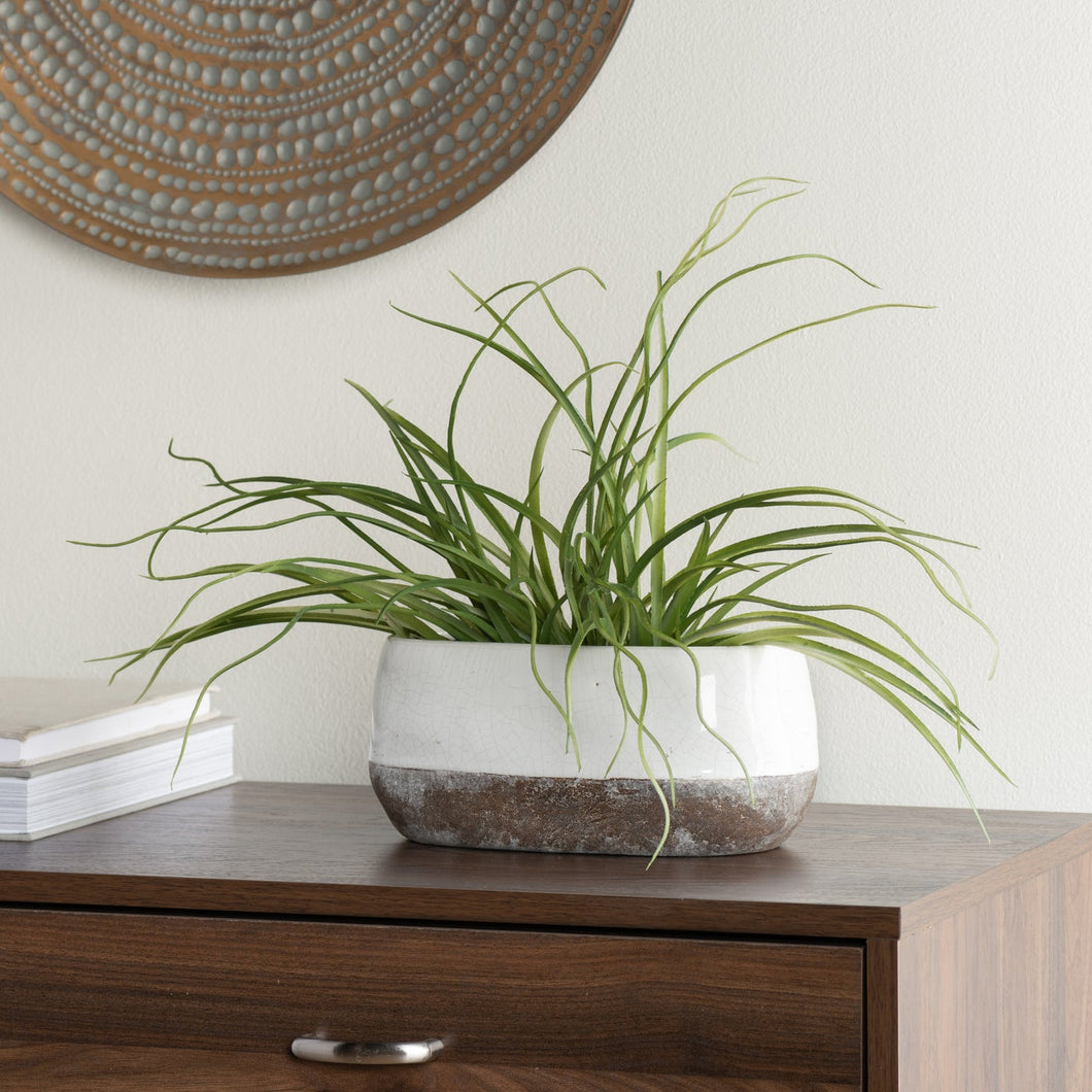 Corsica Ceramic Crackle 2 Tone Oval Pot Short