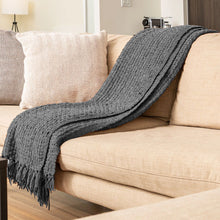 Load image into Gallery viewer, Steel Grey Basket Weave Throw
