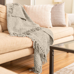 Beige Basket Weave Throw