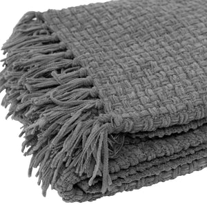Steel Grey Basket Weave Throw