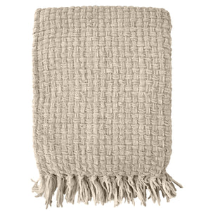 Beige Basket Weave Throw