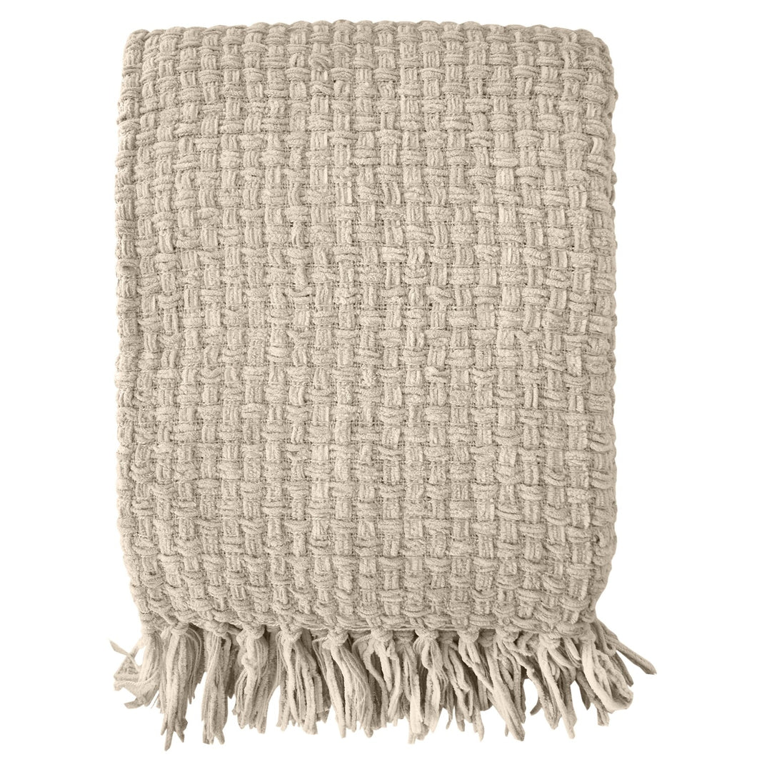 Beige Basket Weave Throw