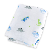 Load image into Gallery viewer, Cotton Muslin Swaddle - Prehistoric Pals

