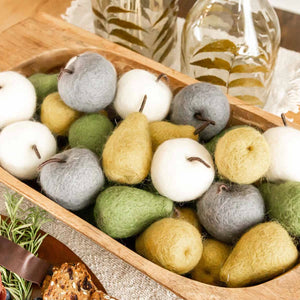 Green Felted Wool Pear