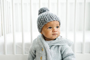 Beba Bean Baby Chunky Knit Hat, Grey