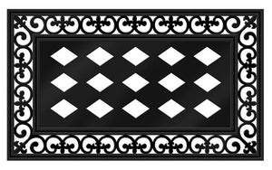 Sassafras Fleur-de-Lis Scroll Rubber Floor Doormat Frame