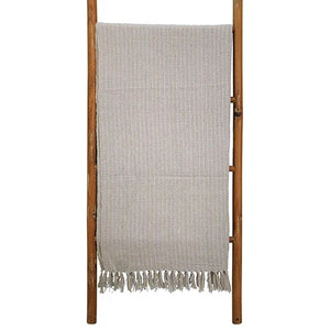 Cream Textured Striped Throw