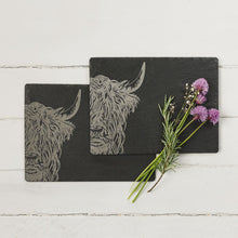 Load image into Gallery viewer, Highland Cow Slate Placemats, Set 2
