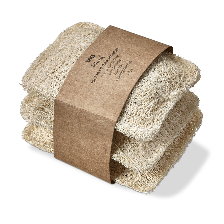 Loofah Kitchen Scrubber, Set of 3