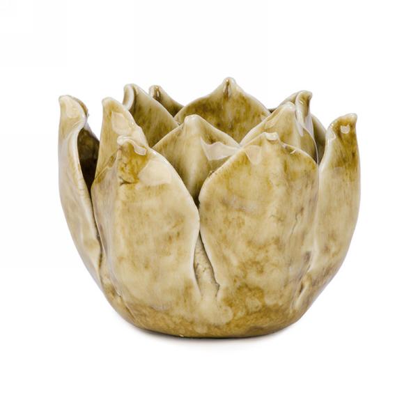 Ocher Floral Candle Holder