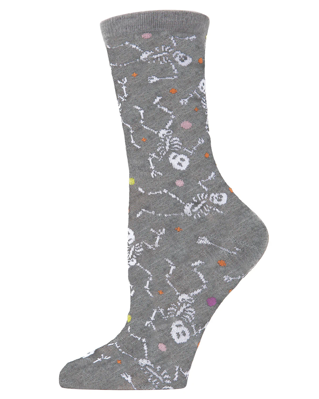 Dancing Skeleton Ladies Bamboo Socks, Grey