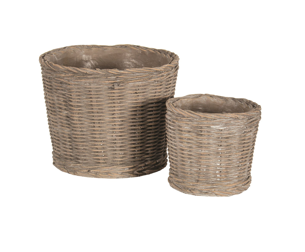 Brown Ceramic Basket Pot