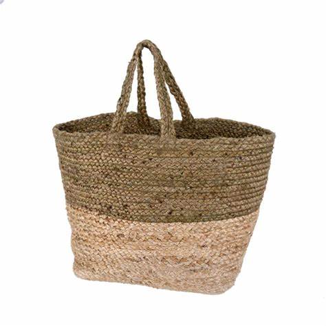 Braided Jute Basket, Sage