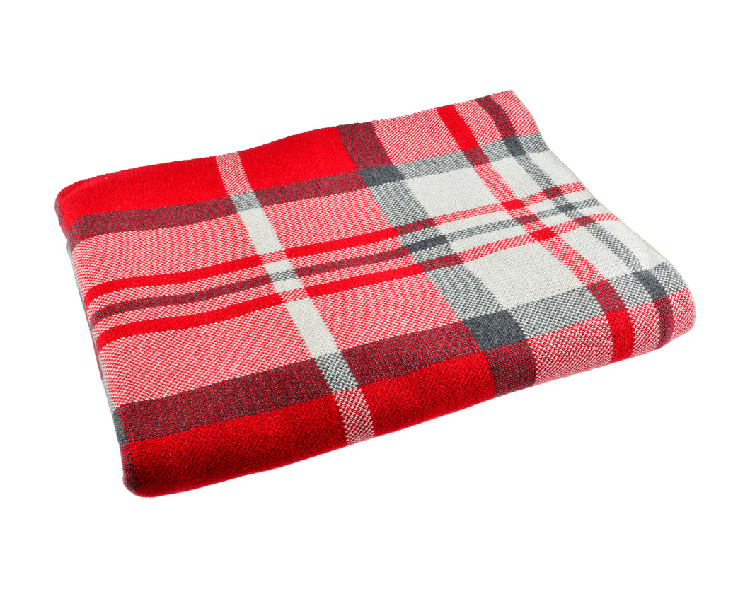 Red Plaid Knitted Throw