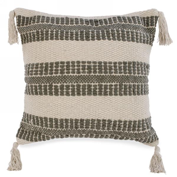 Grey & Natural Tassel Cushion