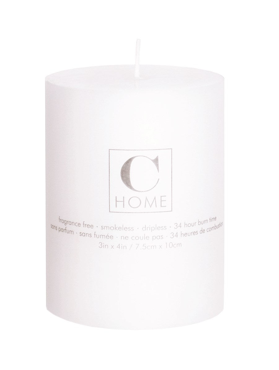 White Pillar Candles, 3 x 4