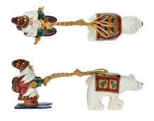 Load image into Gallery viewer, Cottage Carvings -Skiing Santa with Polar Bear - Canadian Artist Dave Francis
