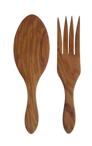 Olive Wood Short Salad Servers