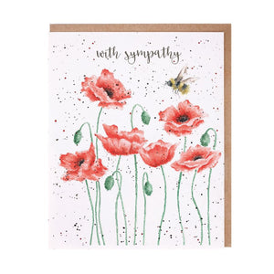 Poppies & Bee Sympathy Card