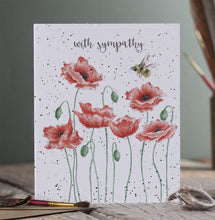 Load image into Gallery viewer, Poppies &amp; Bee Sympathy Card
