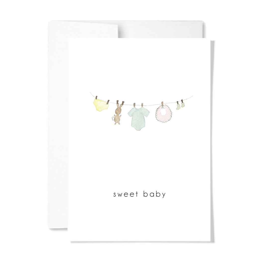 Sweet Baby Clothes Line Card