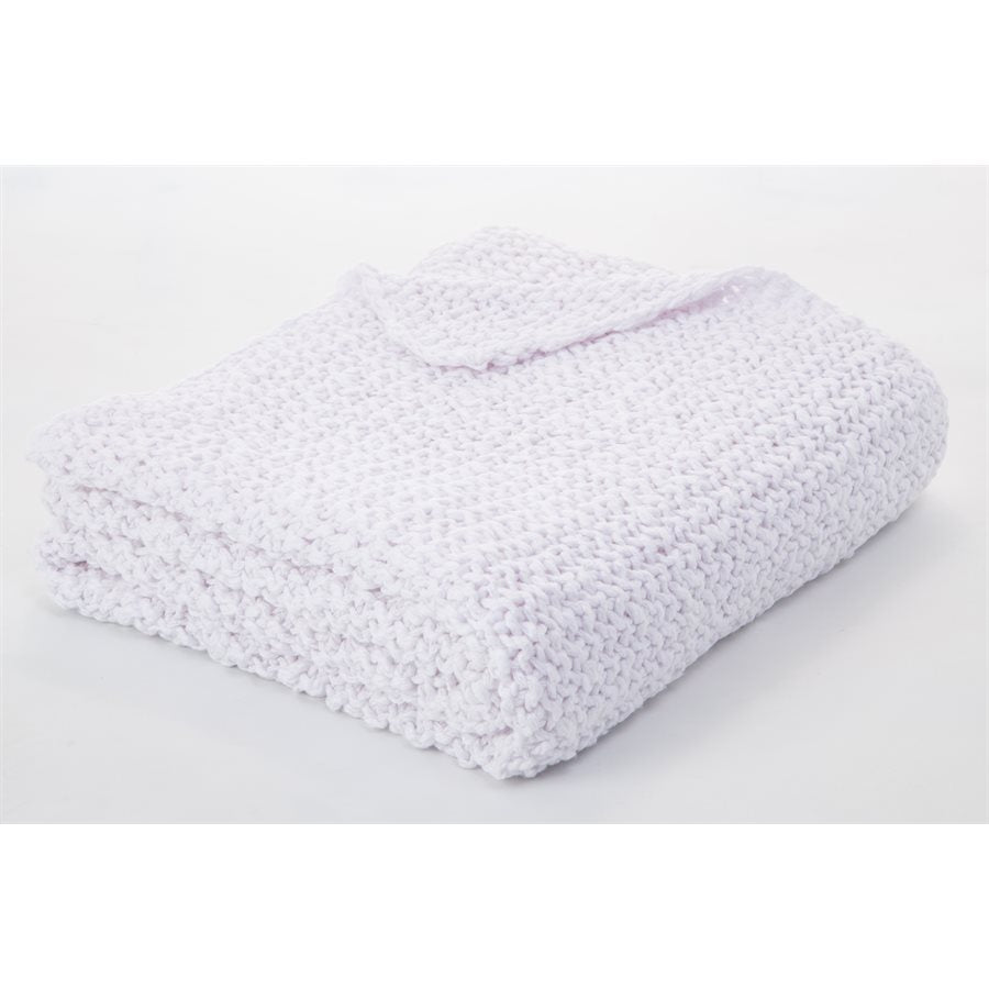 Bulky White Knit Throw