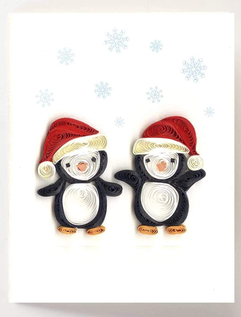 Holiday Penguins Enclosure Quilling Card
